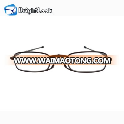 New style foldway folding metal small mini popular fashion full slim frame reading glasses men with aluminium pc case